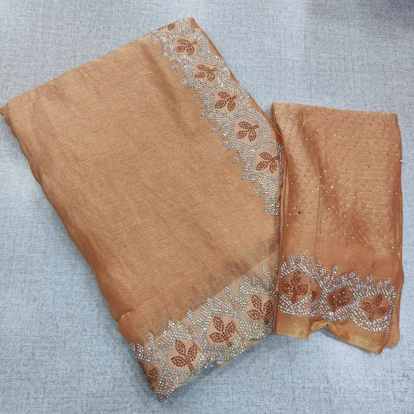 Fendy space silk saree with Double Stone work | SR235